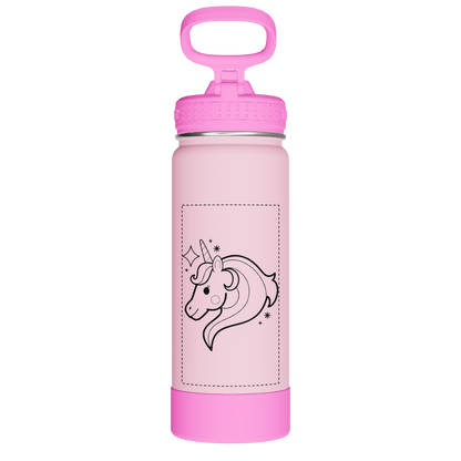 Actives Kids Glow In The Dark Water Bottle With Straw Lid - customized